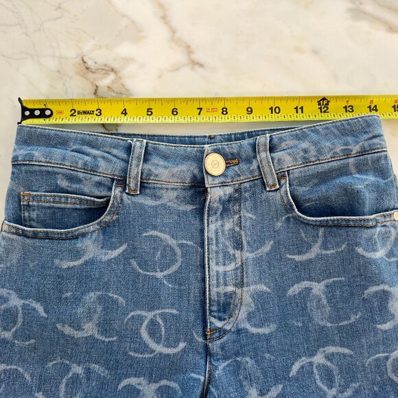 CHANEL 23 CC LIGHT BLUE SKINNY SEQUIN JEANS SIZE FR 34 / US 2 - Picture 10 of 17